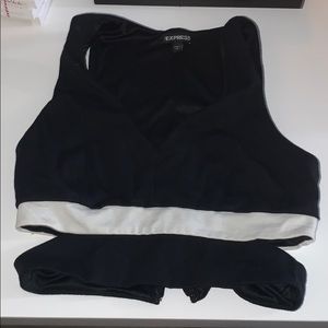 Black and white express crop top